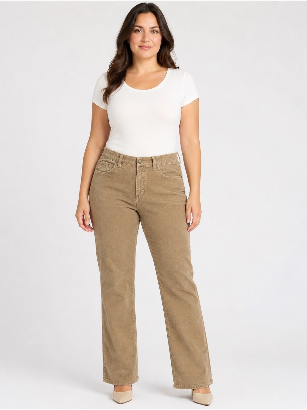 Jones New York Sport Women’s Corduroy Pants Size 16 Tan Beige Straight Leg